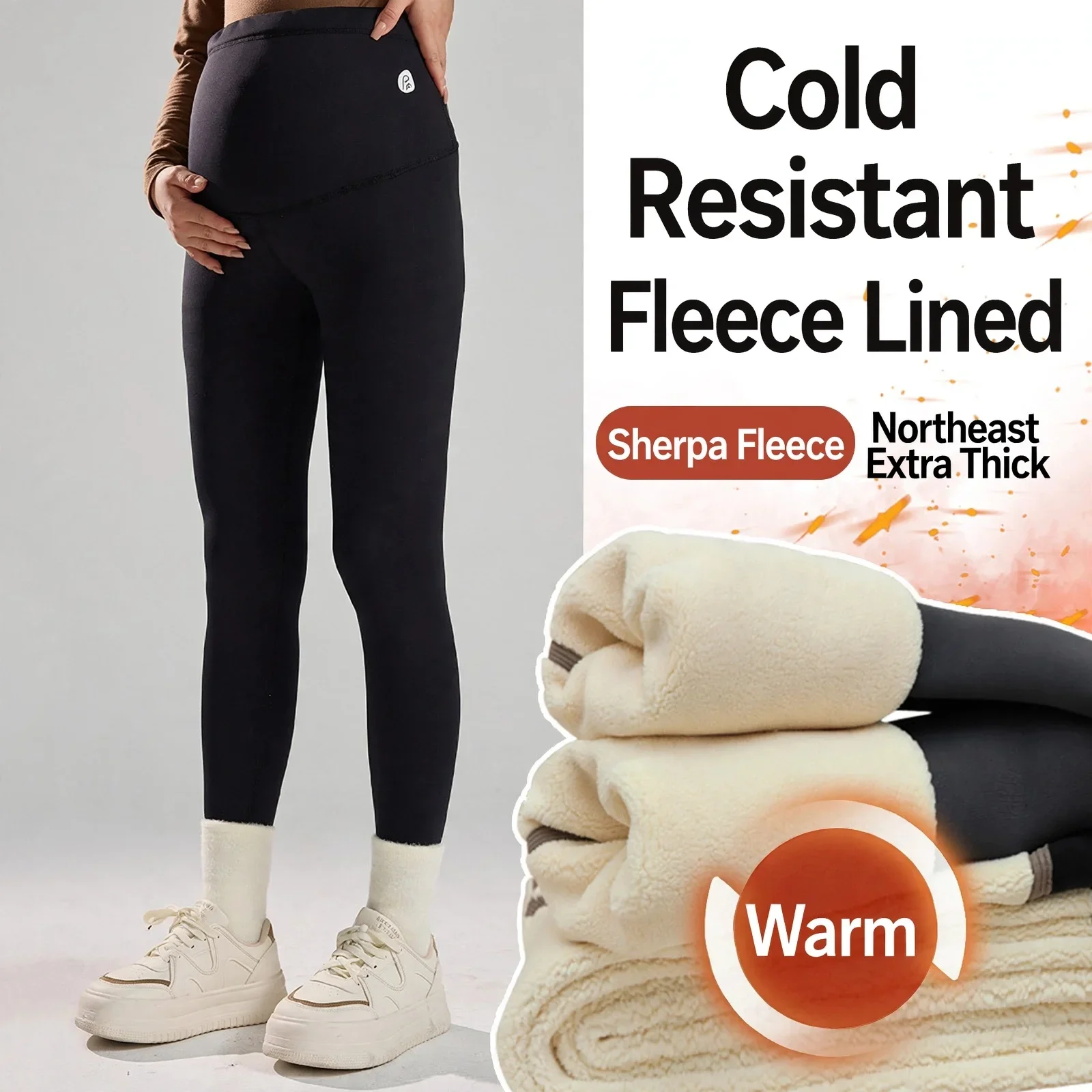 Shark Skin Maternity Leggings High Waist Pregnant Women Large Size Velvet Warm Yoga Outer Wear Autumn Winter Nylon Spandex