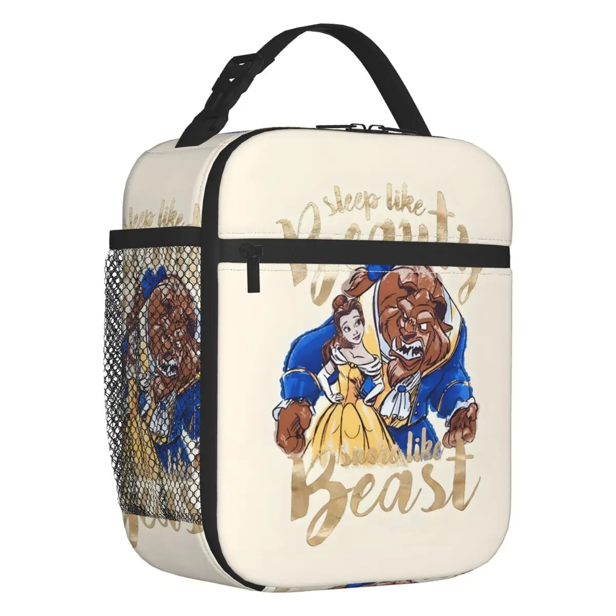 Bolsas de almuerzo aisladas personalizadas La Bella y La Bestia para mujeres, refrigerador térmico reutilizable de cuento de hadas, caja Bento para niños y escolares