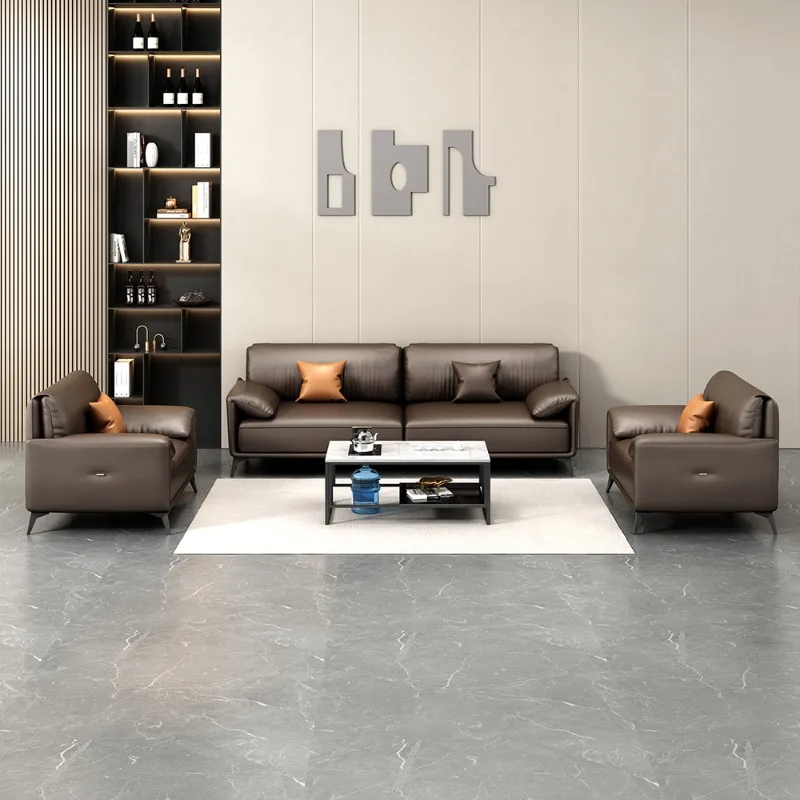 Luxury Modern Leather Office Sofa Set Commercial and Home Use Small Space Corner Sofa for Apartment and Office
