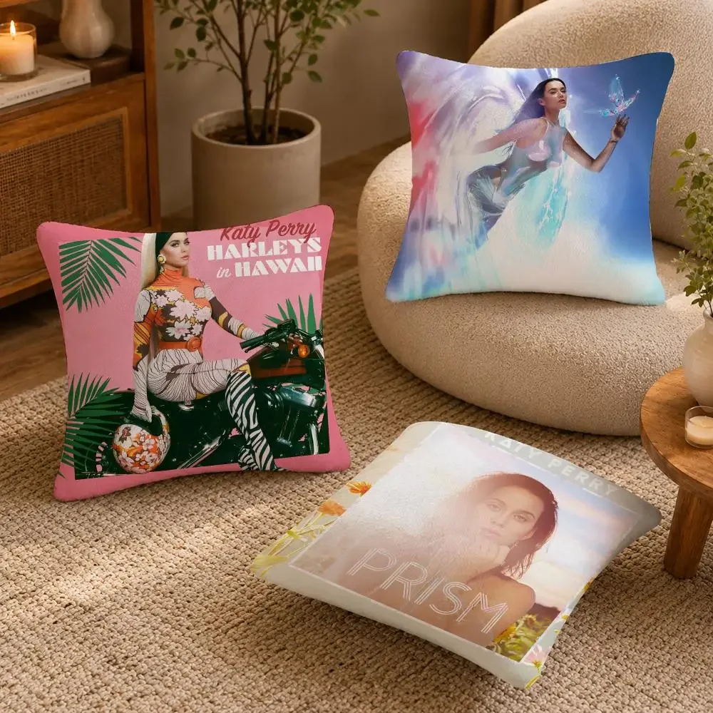 K-katy Singer Perry Album Cushion Cover Soft Short Plush Pillow Case Double Sided Print Washable Sofa Bed Home Decor Gift
