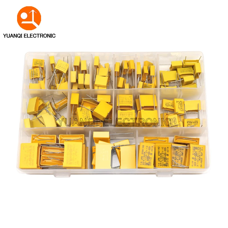 135pcs Polypropylene Film X2 Safety Capacitor Assorted Kit 275VAC 14Values 102K - 105K 1NF - 1UF Sample Set