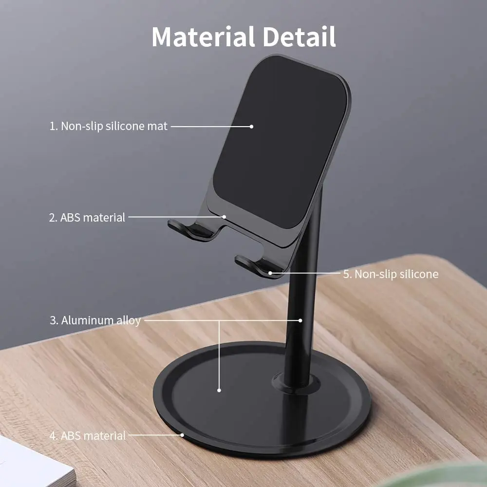 Universal  Multifunctional Portable Aluminum Desktop Mobile Phone Holder With Adjustable Height Angle For All Smart Phone iPad