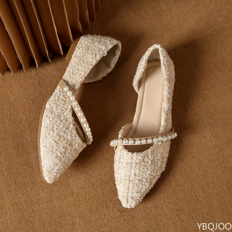 

Весенне-летние женские туфли на плоской подошве, универсальные нежные элегантные темпераментные повседневные женские туфли на толстом каблуке с острым носком