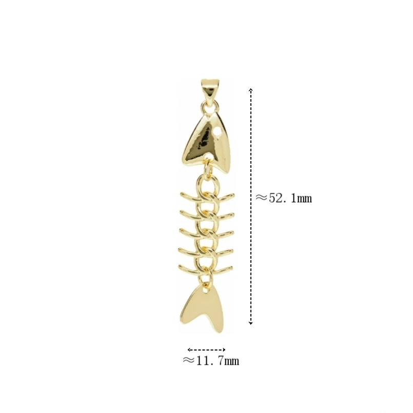 10pcs Swinging Gold Fishbone Pendant Moving Tail Copper Gold Plated Vintage Bohemian Cultural Jewelry for Women Gift