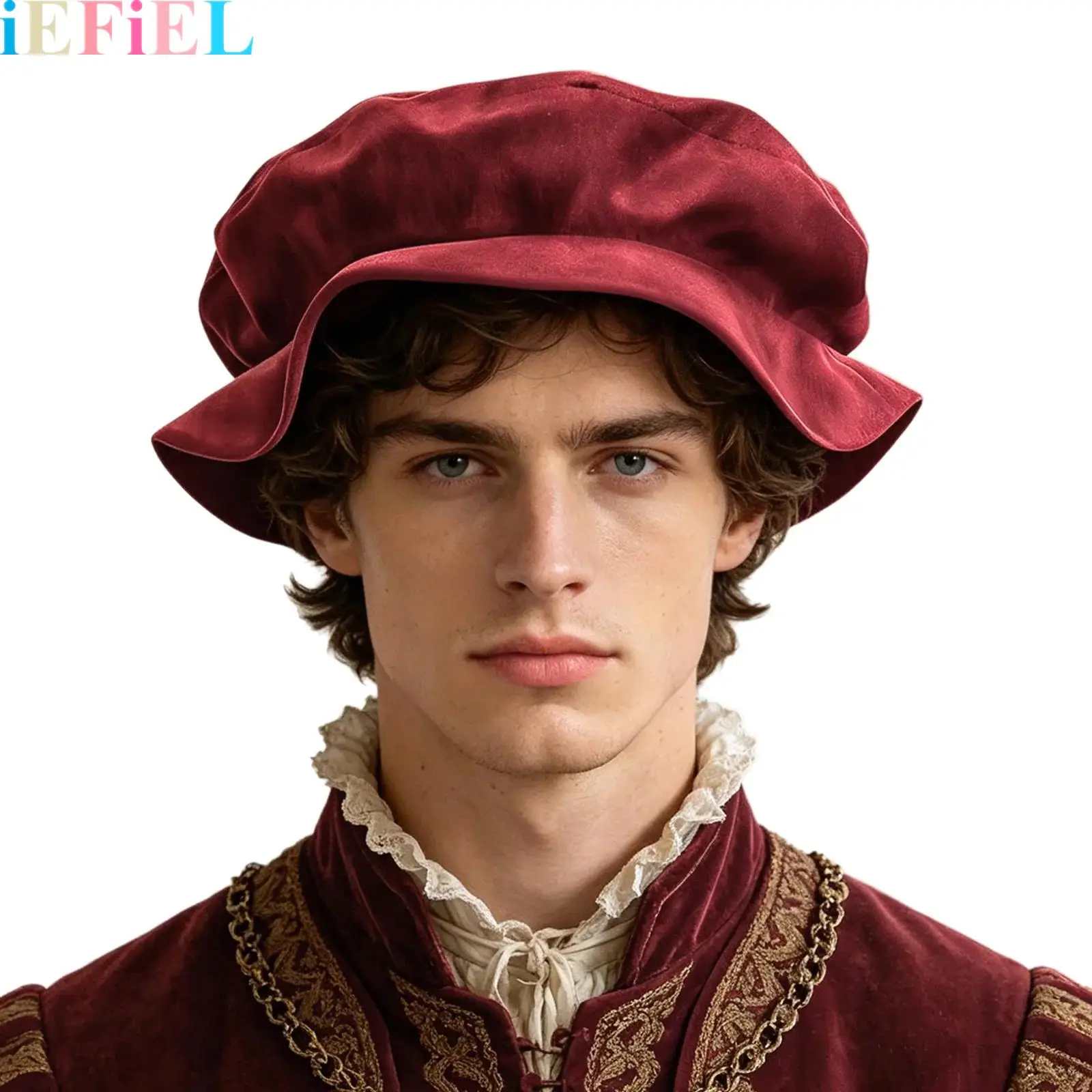 

Medieval Tudor Flat Cap Faux Suede Beret Solid Color Hat Renaissance Festival Costume Accessories for Men Women