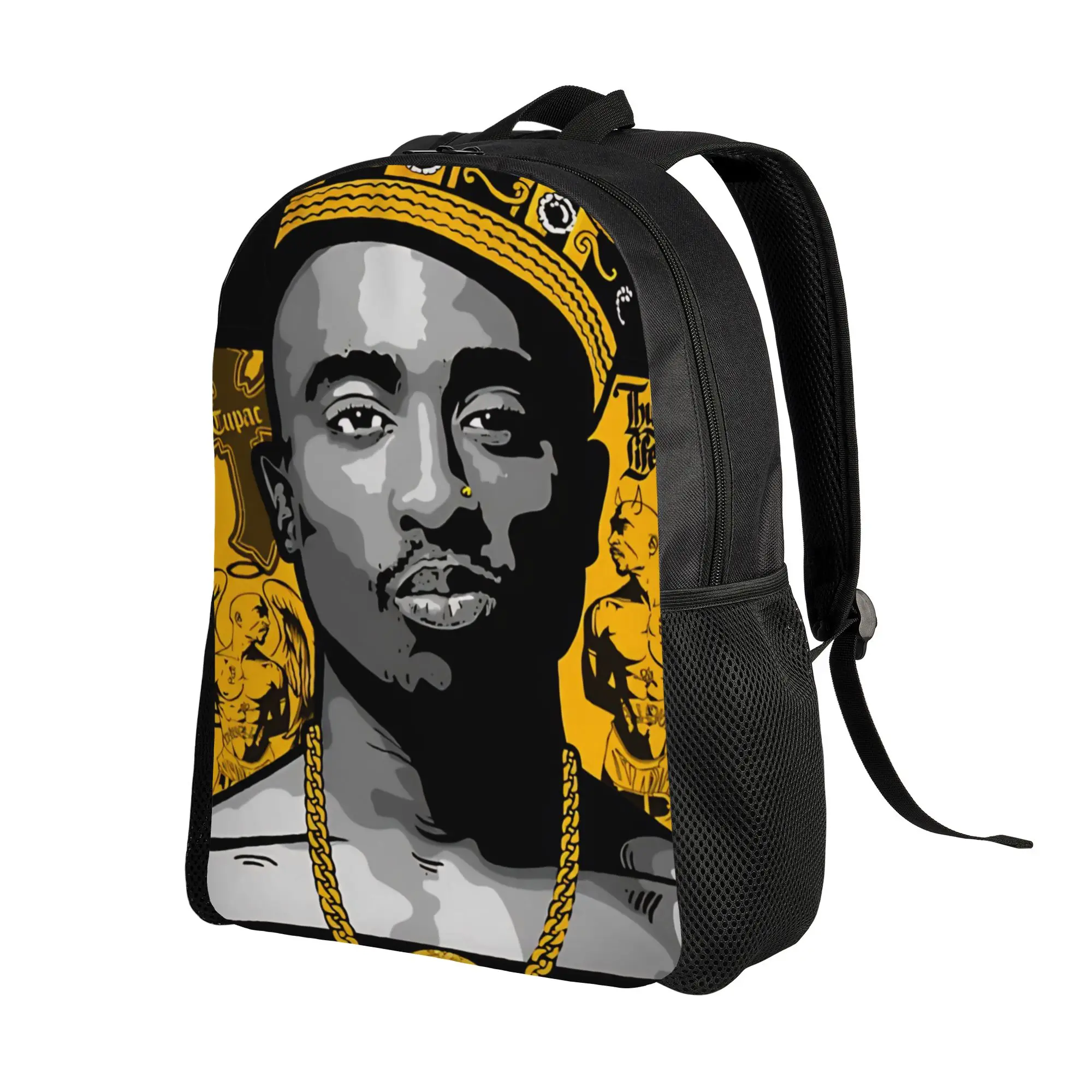 Rapper Tupacs Backpack  College Backpacks Youth Design Pattern High School Bags Cute Rucksack