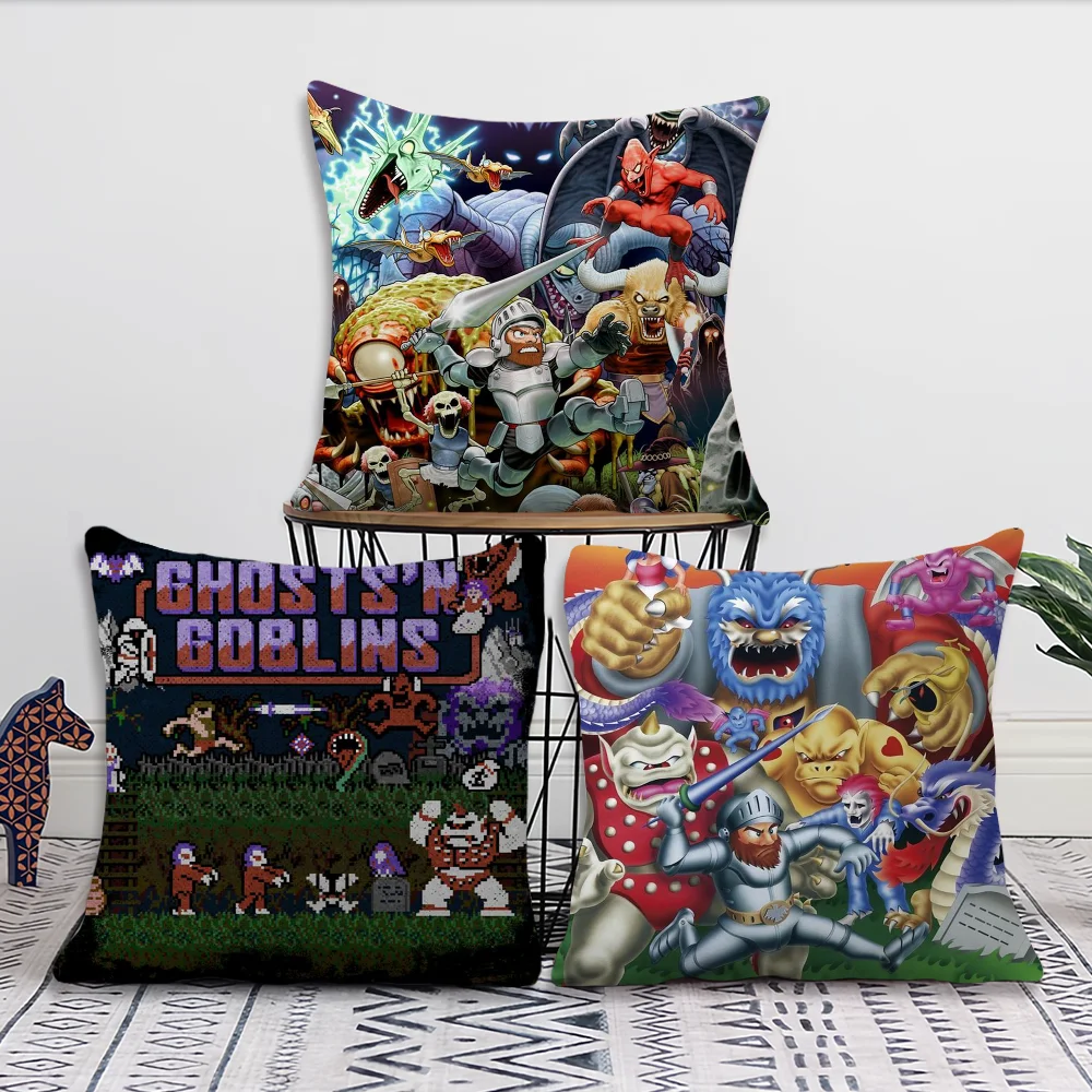 Goblins N'Ghosts Game كيس وسادة للأريكة بجانب السرير وطاولة غرفة النوم ومسند الظهر وسادة مكتب المعيشة المطبوعة مربعة متعددة #6