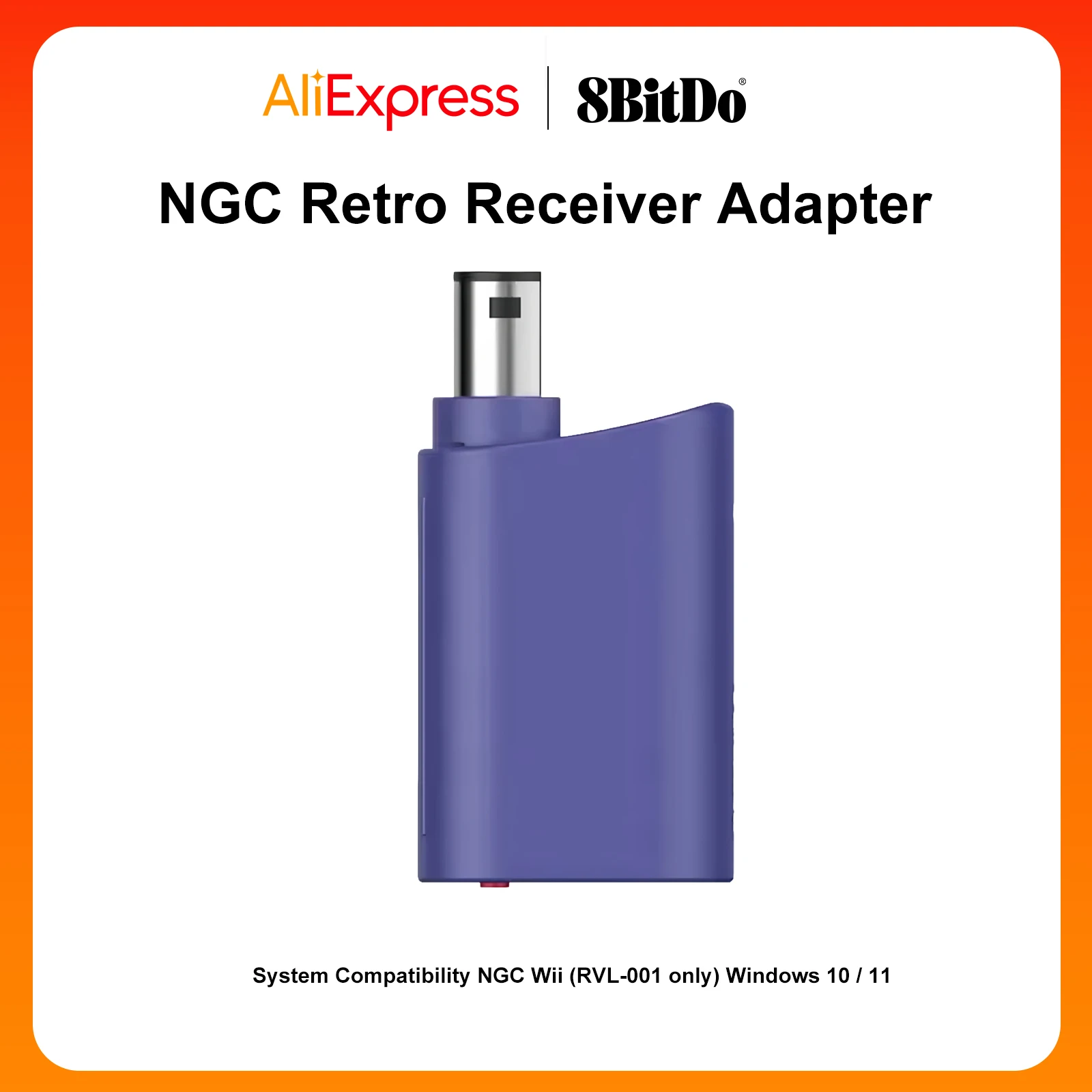 Adaptador receptor Retro 8BitDo NGC para Nintendo GameCube Windows 10, 11, Compatible con el controlador de juego Xbox One Series Wii U ﻿