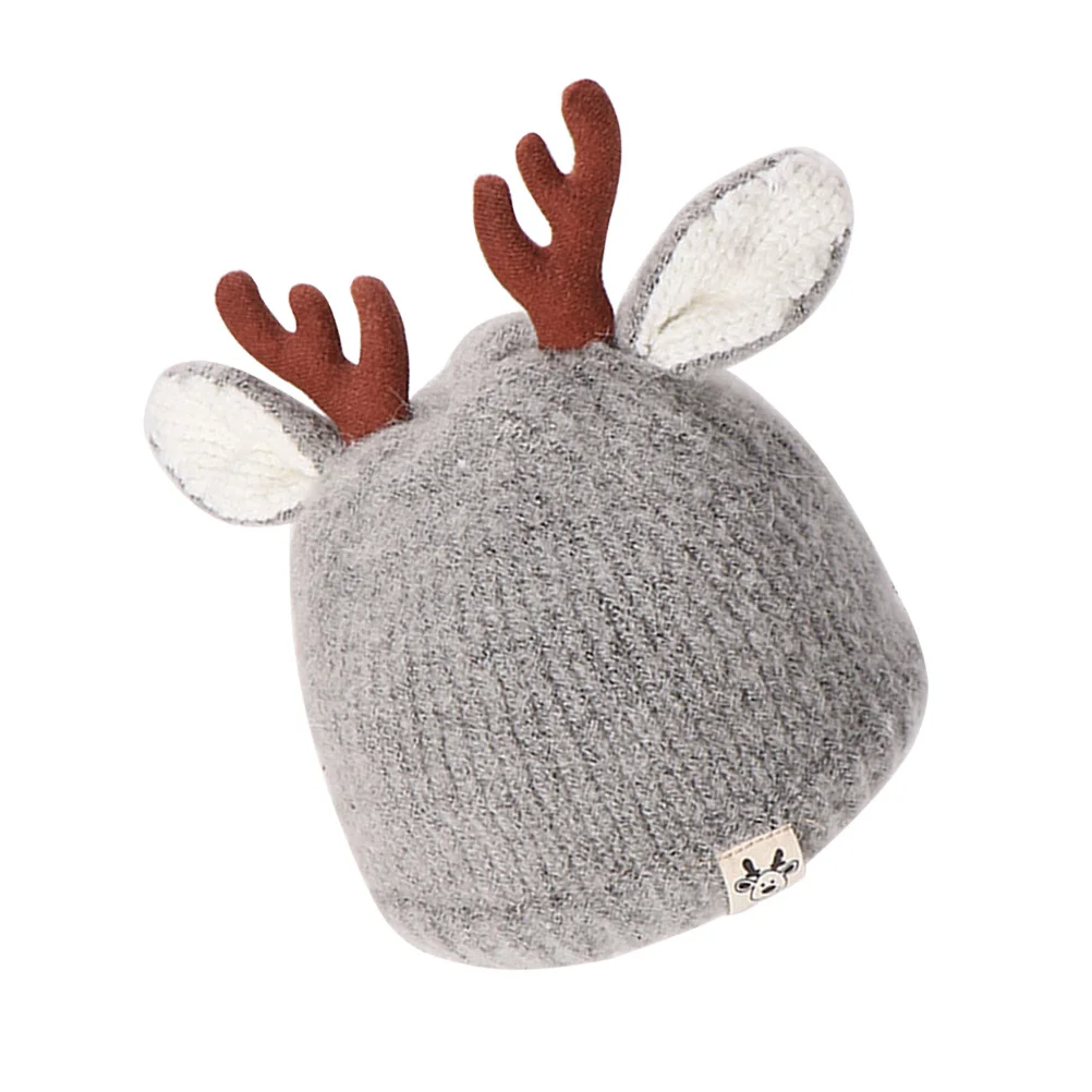 

Children Warm Knit Antler Baby Hat Grey Suitable 3-24 Months Autumn Winter Kids Knitted Hat Soft Cozy Winter Wear