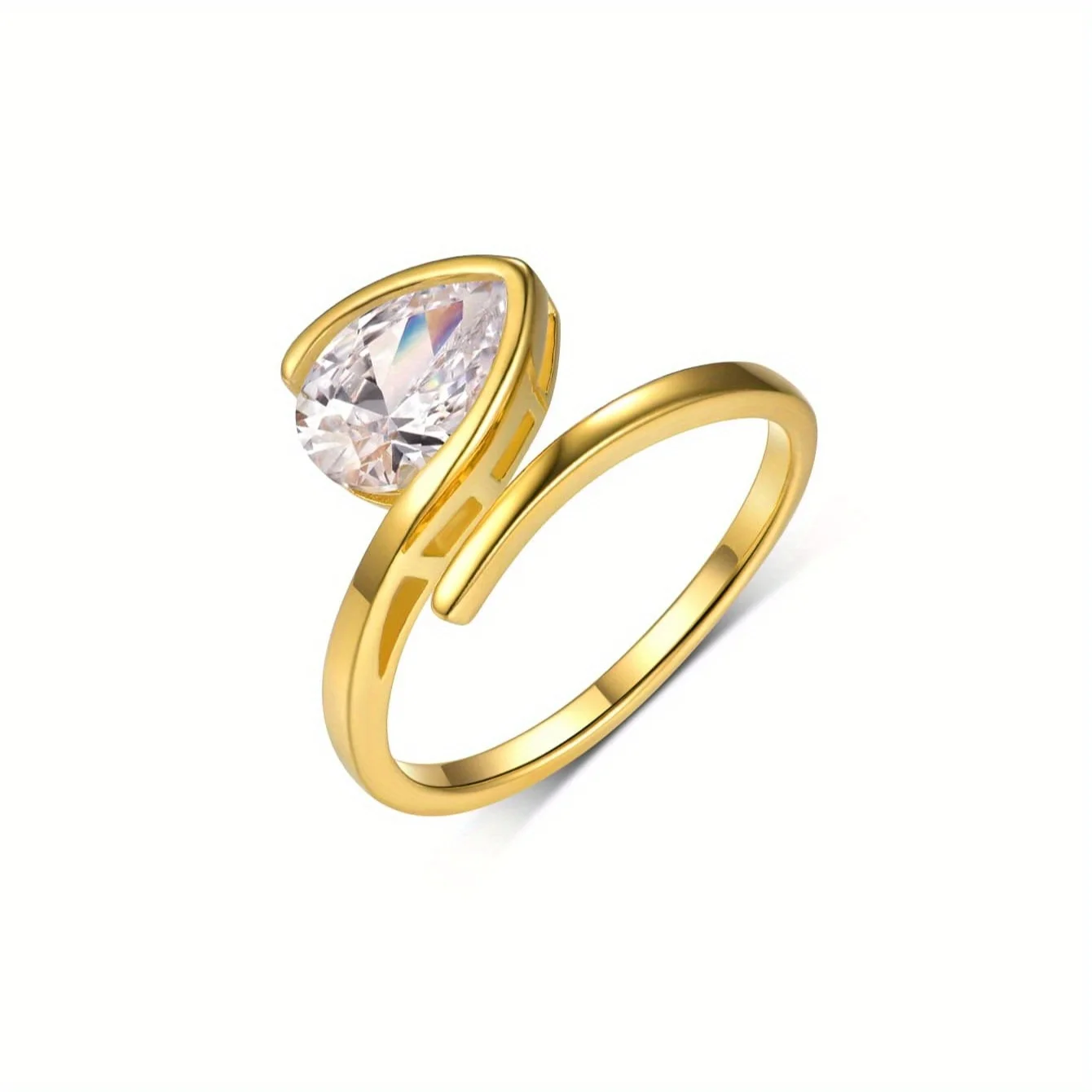 

Обручальное кольцо из стерлингового серебра 925 пробы 1,5 карата с муассанитом грушевидной огранки, ювелирные изделия для женщин, позолоченное 18 карат