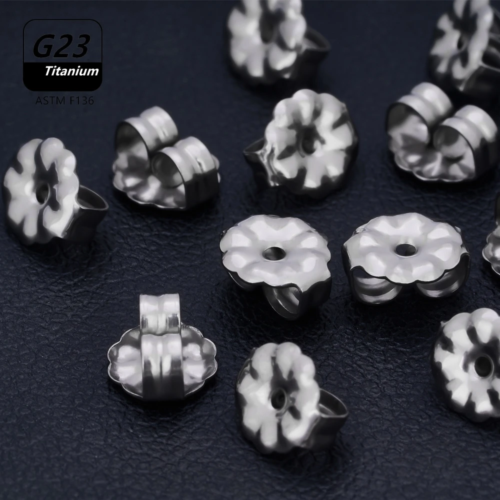 10Pcs G23 Titanium Earring Stopper Backs Ear Cuff Hypoallergenic DIY Jewelry Making Findings Piercing Accessories Wholesale