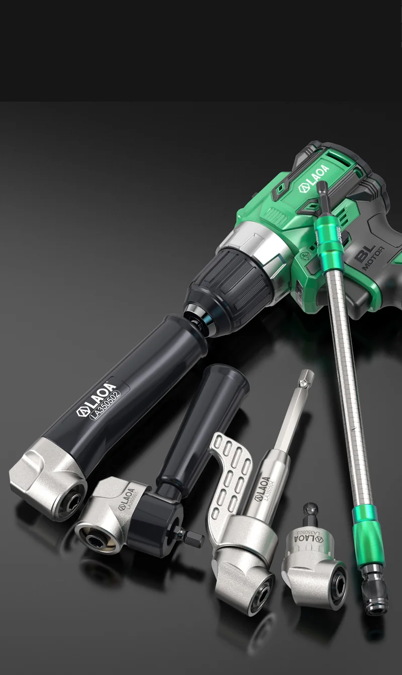 LAOA 90 ° /180 ° Bit-Eckadapter & Flexibler Schaft 1/4 Zoll Sechskant-Schlagschrauber-Winkeladapter für enge Räume Schraubendreher-Verlängerung – Detail 17