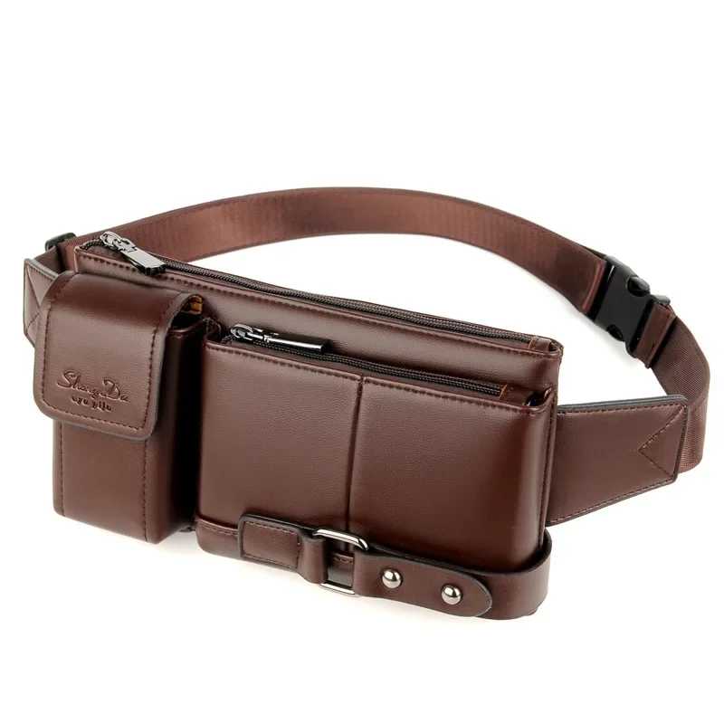 

TRIPNUO Cow Leather Men Waist Bag New Casual Small Fanny Pack Male Waist Pack for Cell Phone and Credit Cards Travel Chest Bag