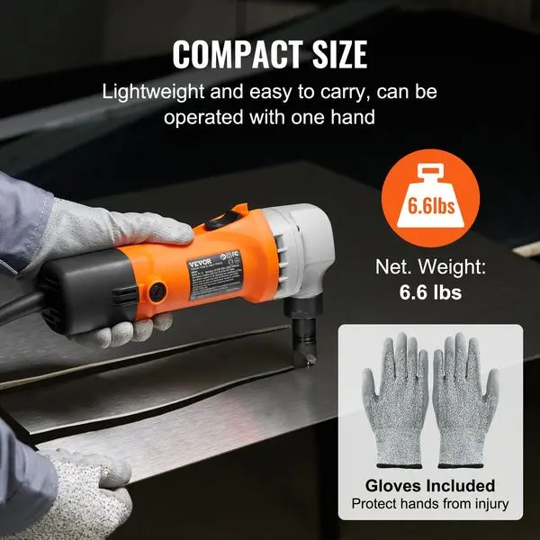 VEVOR Sheet Metal Nibbler, 550W Powerful 2200 RPM High Speed, 360 Degree Rotation Electric Nibbler Metal Cutter, Straight Curve
