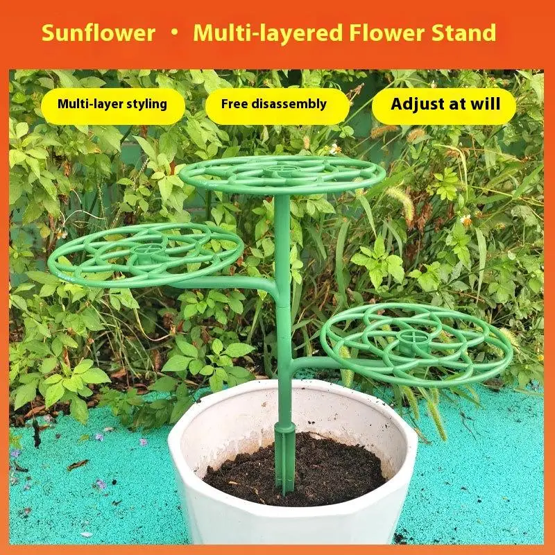 Adjustable Garden Flower Stake Climbing Grafting Rack with Stabilizing Stakes for Plant Support