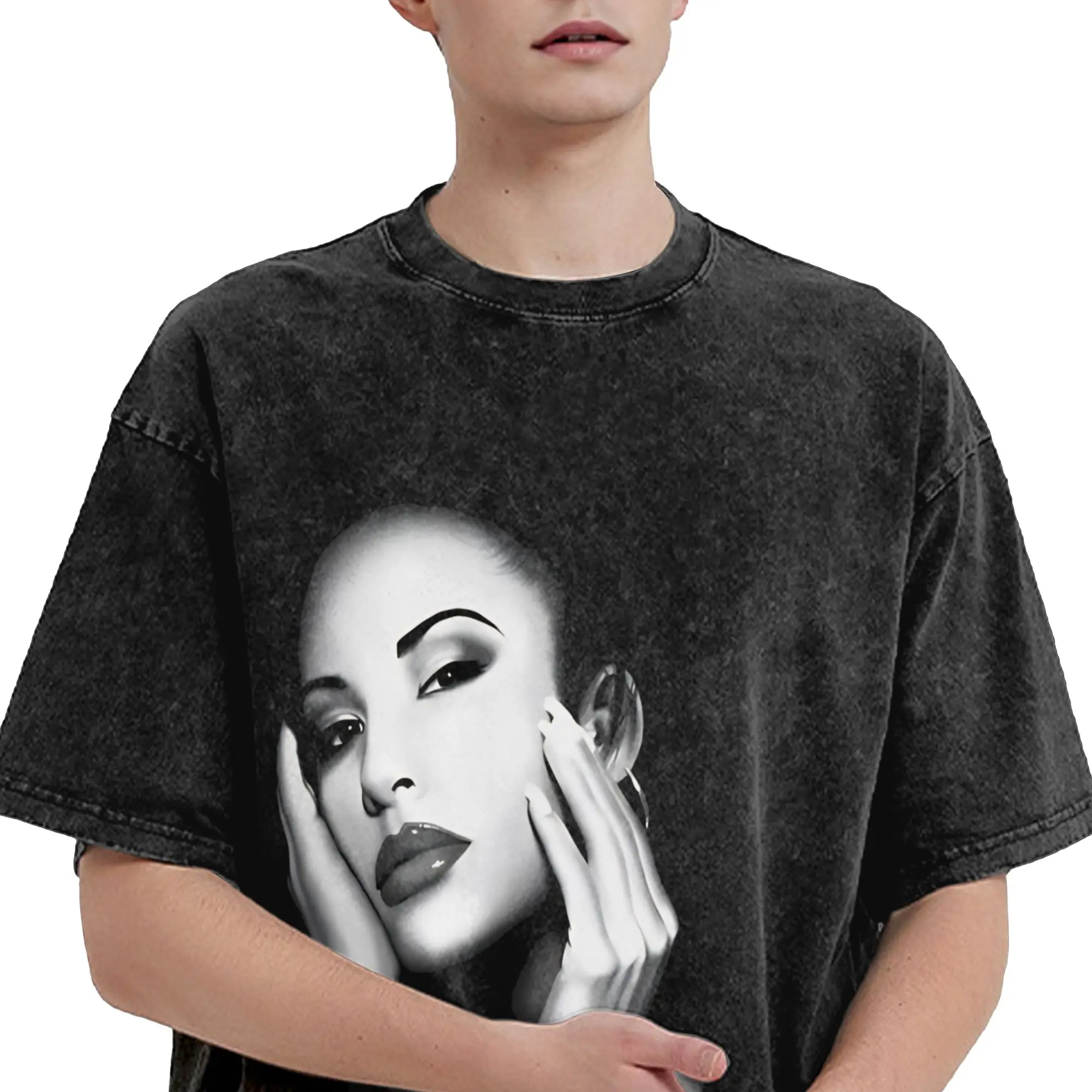 Face Is So Beautiful Lady Selena Quintanilla Washed T Shirt Streetwear Hip Hop Novelty T-Shirt  Tees for Men Women
