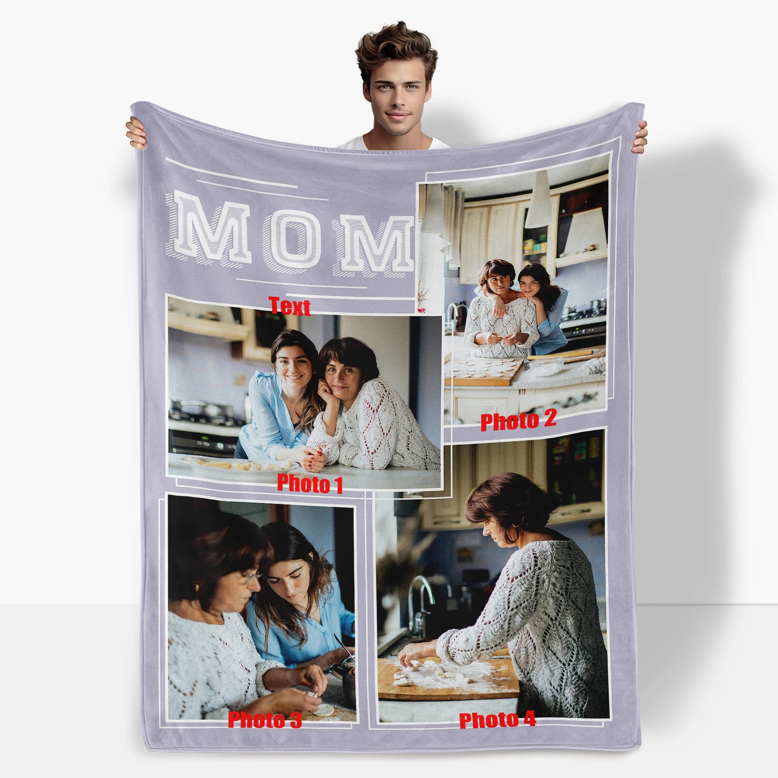 

Custom Photo And Text Design Blanket For Mother Cozy Warm Throw Personalized Gift Thoughtful Keepsake Present Special Occasion