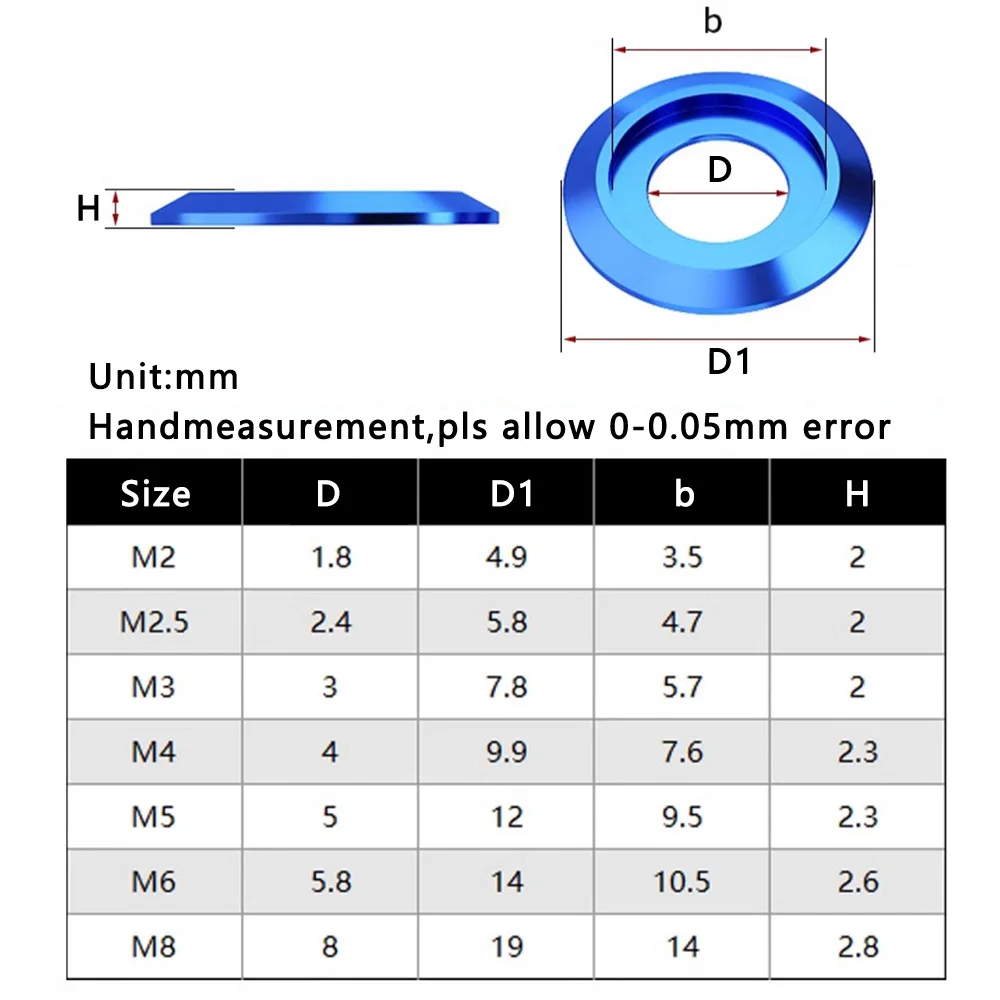 10pcs Aluminum Washers For ISO7380 Head Cup Hex Socket Screw Bolts M2 M2.5 M3 M4 M5 M6 M8 Aluminium Gaskets Spacers Washer