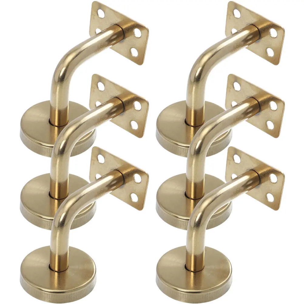 6Pcs Stainless Steel Handrail Brackets Heavy Duty Stair Railing Support for Indoor Stairs Shopping Mall Fire Corridors Banister