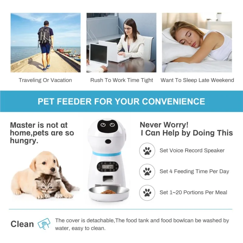 New Pet Smart Tech Intelligent Pet Feeder Cat And Dog Feeder Timed And Quantitative Voice Call Intelligent Feeding Machine 2026
