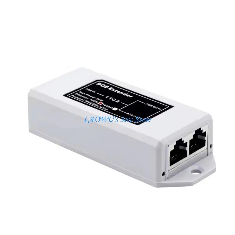 Y8AD 30W POE Networking Extender 1 to 2 Port Ethernet Repeataires Ethernet Poe Extender for Wide Area Use Cat5, Cat5e 100Meter