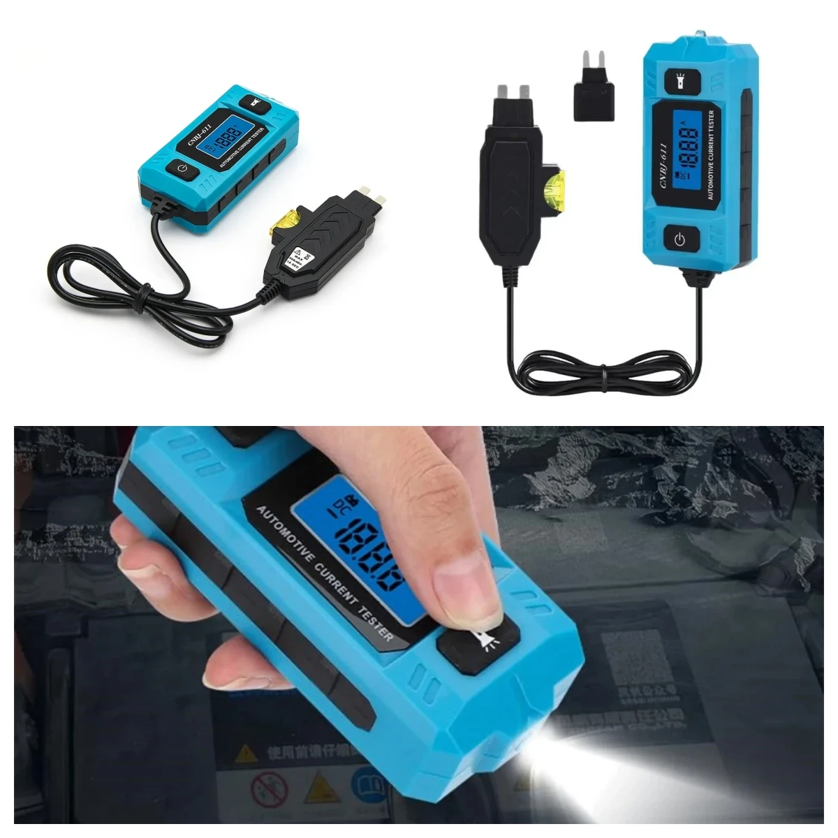 

With battery Fuse Current Tester CNBJ-611 Car Leakage Analyzer Fault Tester Automotive Fuse Current Testing Tool LCD Display