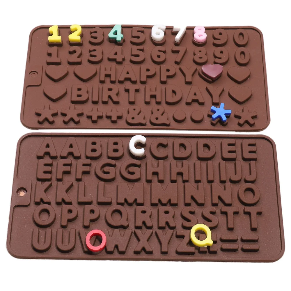 English Letter Number Silicone Mold Alphabet Chocolate Candy Baking Tray for Cake Ice Fondant Dessert DIY Tool Cartoon Shapes view 2
