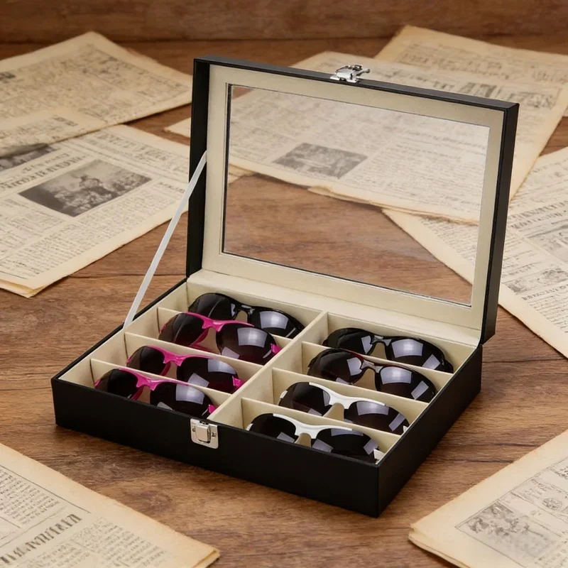 

Органайзер для очков на 8 отделений: футляр для хранения и демонстрации очков, солнцезащитных очков, аксессуаров для дома и рабочего стола