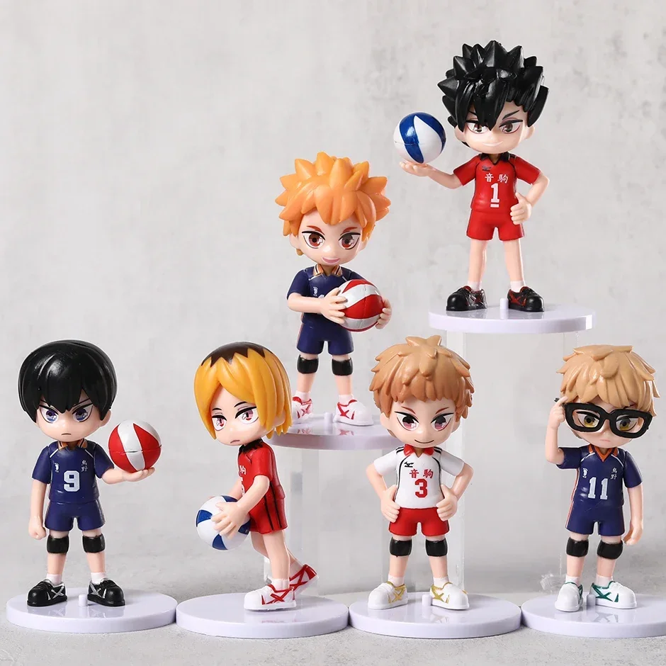 Игрушечные фигурки Hinata Shoyo Tobio Kageyama Kozume Kenma Tetsurou kuroo Yaku Morisuke, ПВХ модели куклы, подлинные фигурки, 6 шт./комплект
