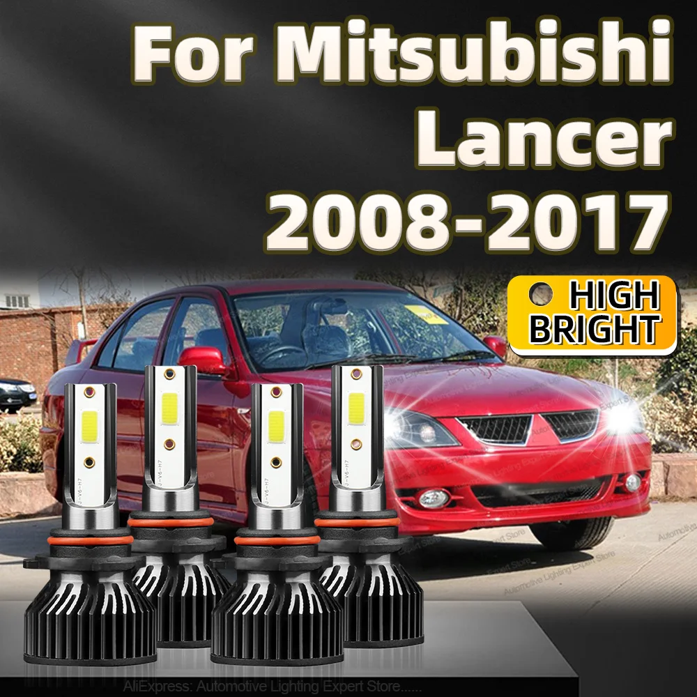 

4PCS 30000lm For Mitsubishi Lancer 2008-2017 2009 2010 2011 2012 2013Car LED Headlight Bulbs High Low Beams HB3 HB4 CANbus 6000k