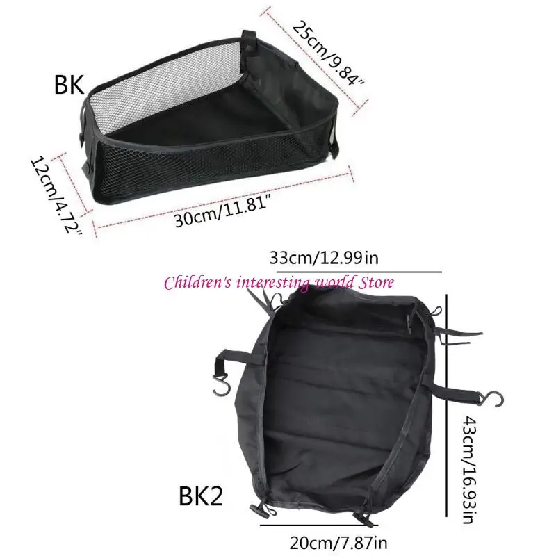 Portable Baby Stroller Organizers Bag Black Oxford Cloth Storage Basket Stroller Accessories for Newborns & Infants 425F