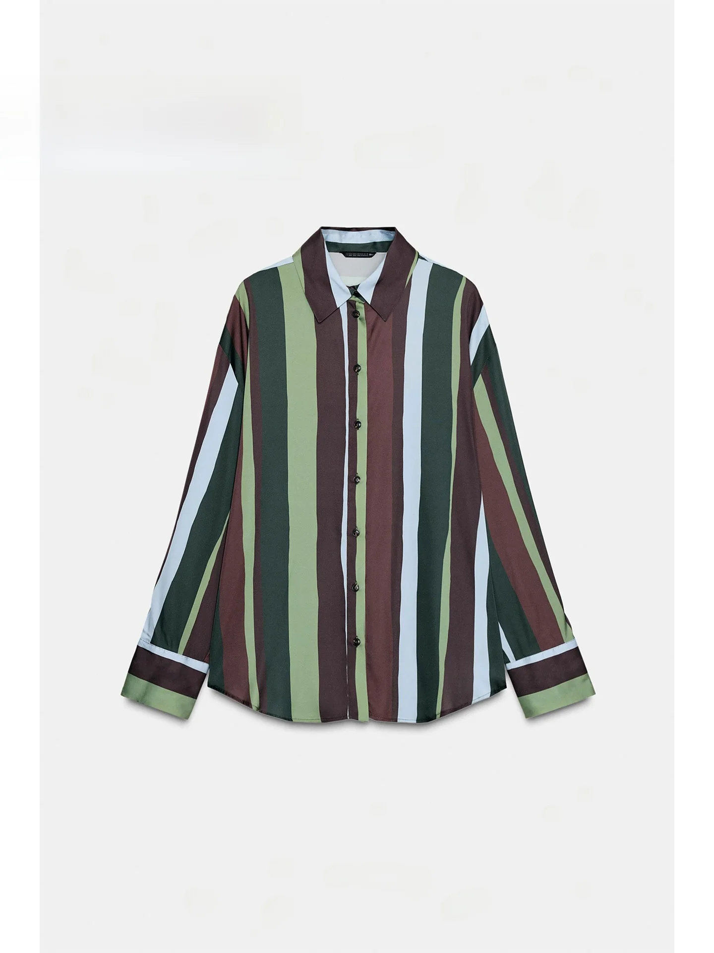 

Unique Faionable Loose Lazy Sle Striped Long Sve Silk Satin Feel Women's irt Casual Winter New Arrival 2025