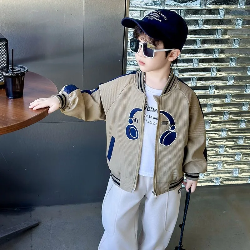 

2025 Spring Autumn New Boys Baseball Jacket Trendy Kids Sporty Coat Baby Autumn Jacket Stylish Boys Sportswear