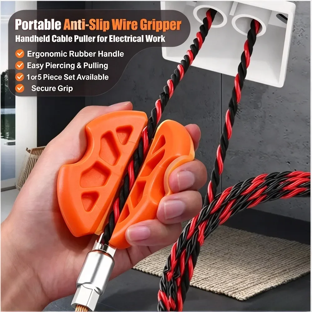 Wire Pulling Tool Anti Slip Rubber Grip Cable Puller For Electricians Perforated Tube Installation Options Of 1 3 And 5 Pieces
