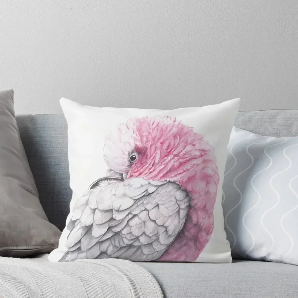 Galah - pink bird - Australian native bird design - by Nadya Neklioudova Throw Pillow sleeping pillows pillow