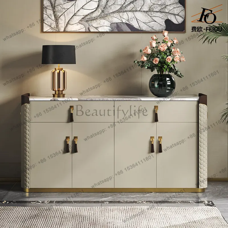 

Light luxury dining side cabinet storage Italian modern marble entrance shoe cabinet