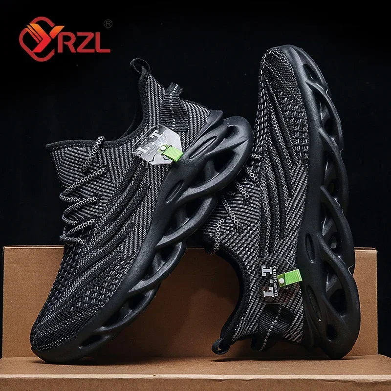 YRZL Sports Running Men Black Jogging Shoes Casual Sneakers Outdoor Breathable Mesh Women Light Shock-absorption Sneakers Men