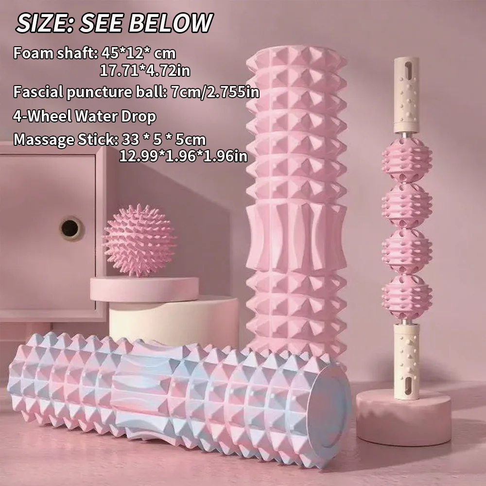 [Three Piece Massage Set] Massage Prick Ball, Massage Roller, Foam Massage Roller Shaft - A Necessary Household Massage Artifact
