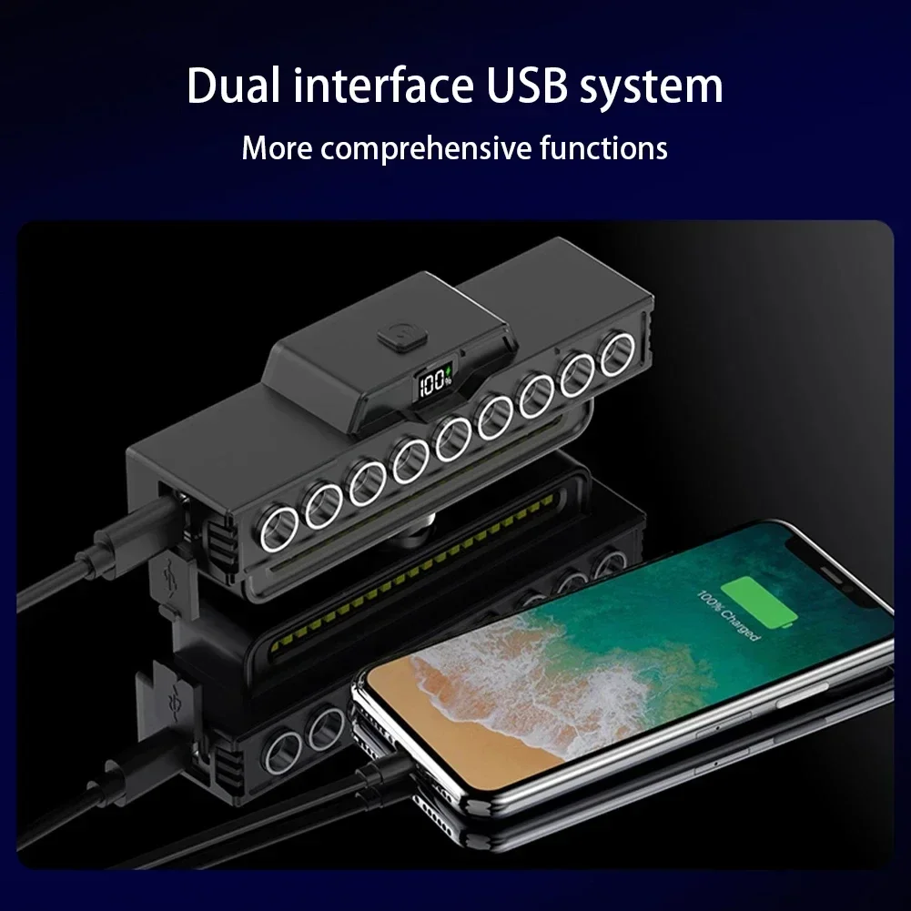 LED Bicycle Headlight Charging Cycling Safety Front Lamp 120dB Horn Display High Brightness Bike Flashlight Bicycle Accessories