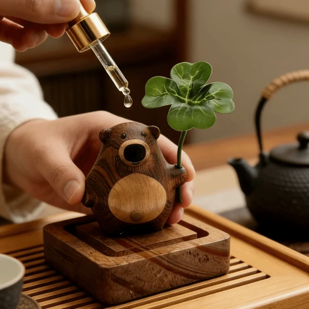 Creative Wood Aroma Diffuser Cute Bear Long-Lasting Essential Oil Diffuser Fragrance Ornament Desktop Aroma Diffuser Bedroom