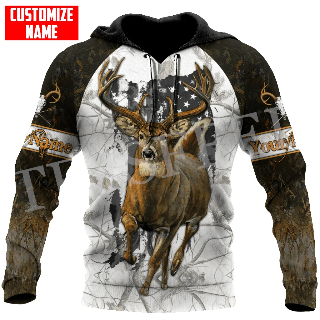 

Custom Name Deer Hunting Animal Hunter Camo Cosplay Tattoo Retro 3DPrint Harajuku Casual Streetwear Pullover Jacket Hoodies X12