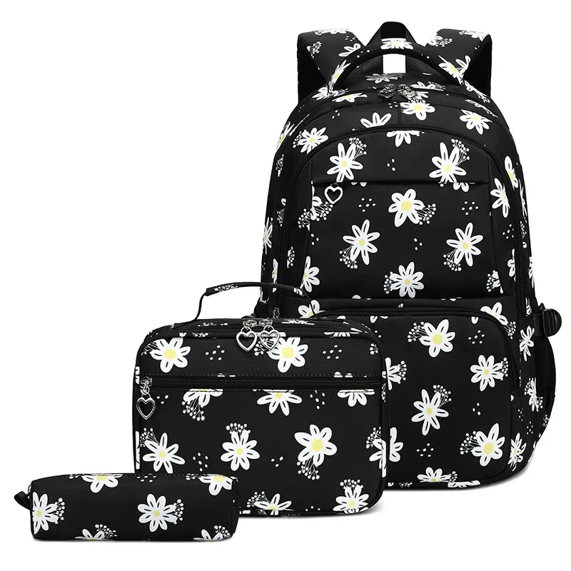 3PCS Girls Backpack for School Kids Backpack for Girls with Lunch Box Pencil Case Set for Teen Girls Primary School Bookbag