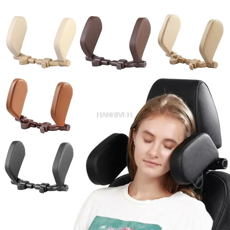 Car Seat Headrest Leather U-Shaped Pillow Sleep Side Neck Head Support Pillow Nap Time Comfortable Safety Comfy Child Adult