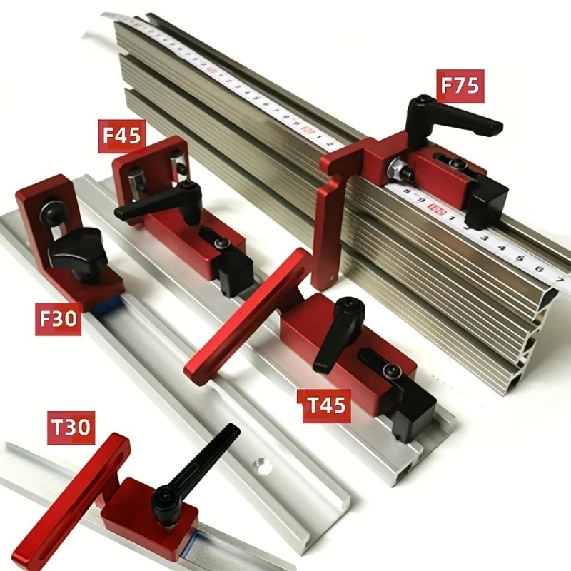 Woodworking T-Track Limiter Aluminum Alloy Mented Track Stopper Saw Sliding Bracket Slide, Limiter Optional