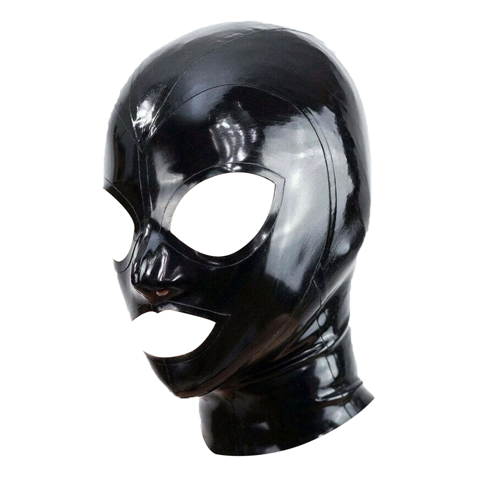 Unisex New Latex Zipped Hood Mask Head Cover Open Eyes Mouth Nostrils for Lingerie Club Cosplay Party Dress Up Lingerie Night