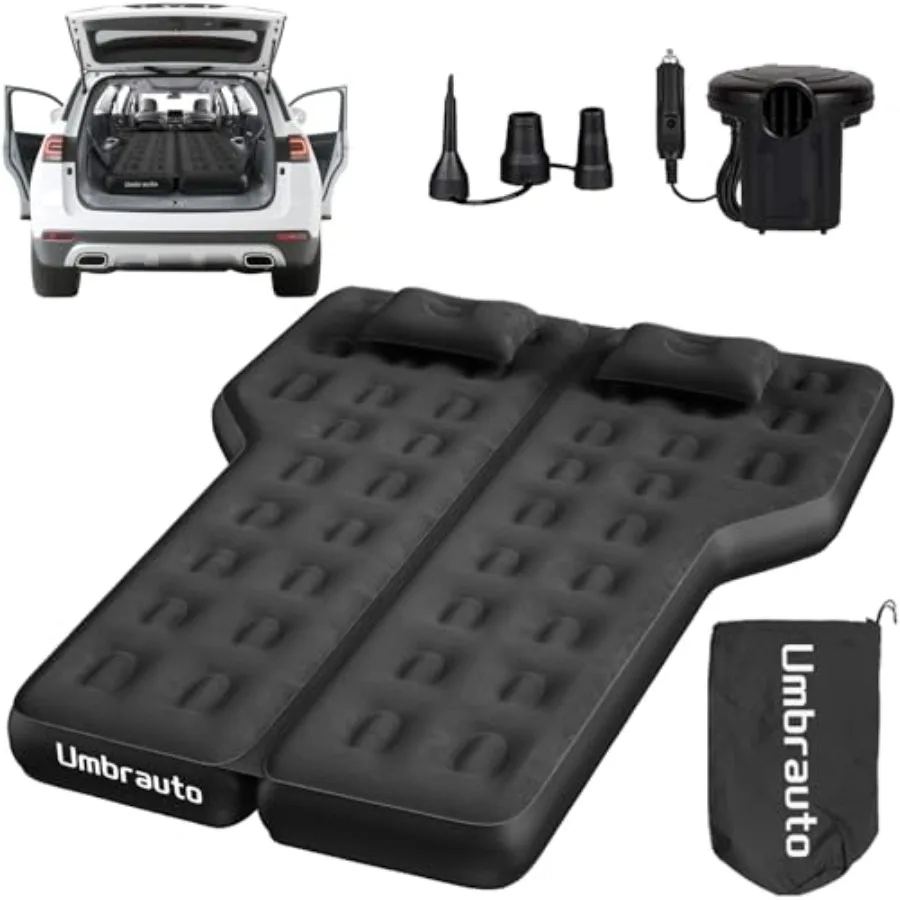 

Heavy-Duty SUV Air Mattress w/Quick-Inflate Car Pump Durable 2-Chamber Inflatable Van Sleeping Bed for Camping and Travel Leakp