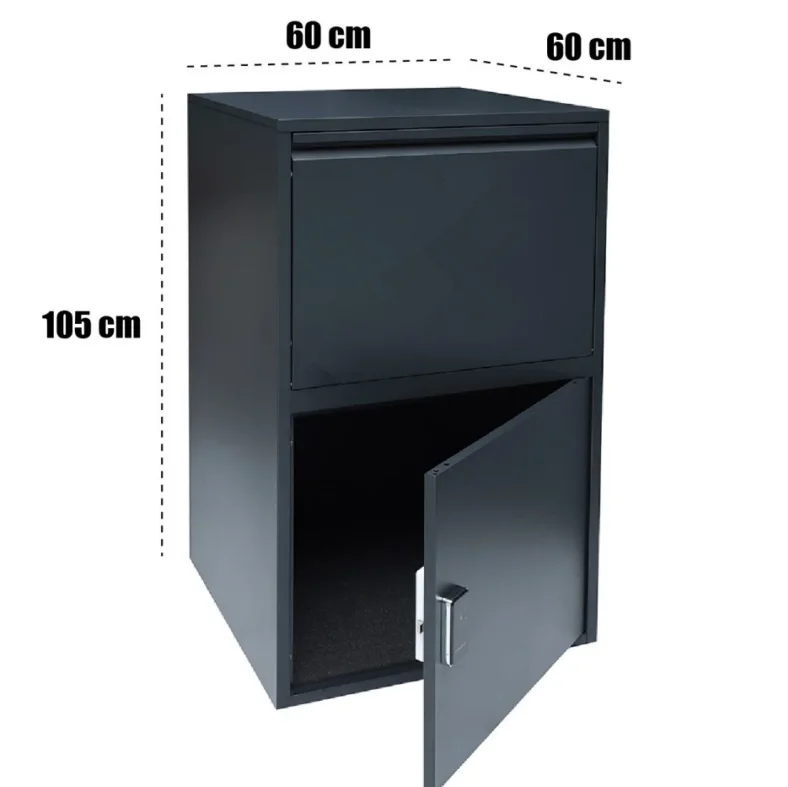 Free Standing Safe & Waterproof Metal Parcel Locker Mailbox With Smart Digital Lock & Phone Connectivity For Post Delivery