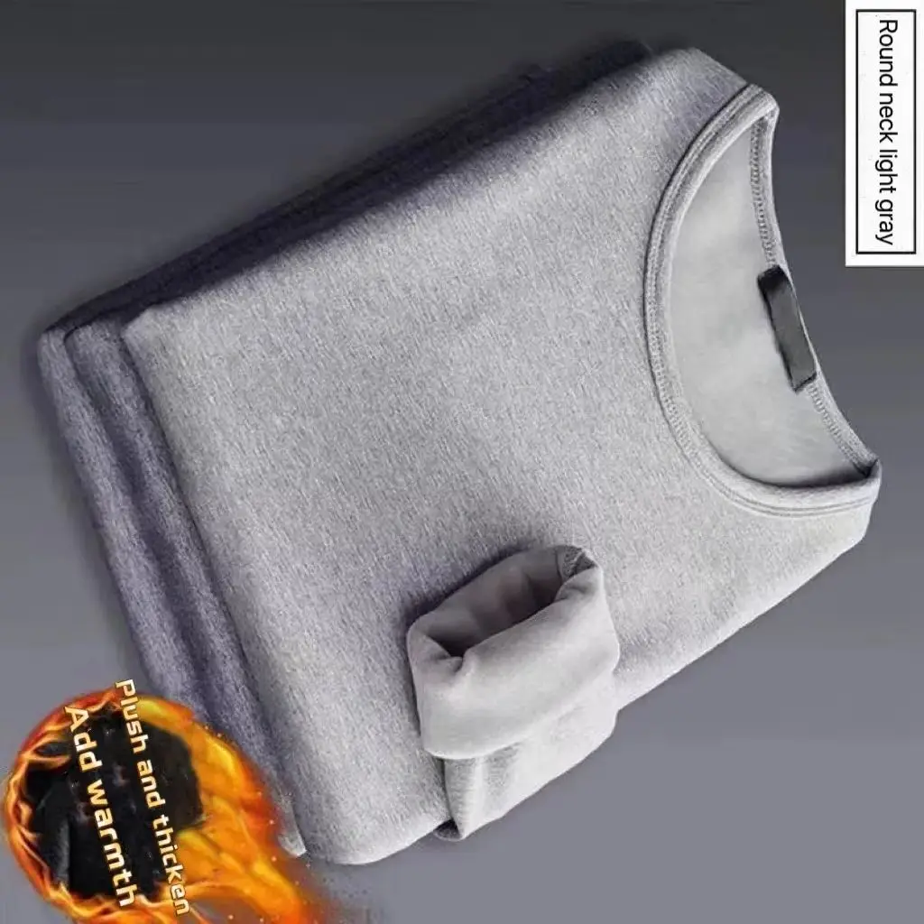 

Winter Men's Thickening Velvet Warm Tops Men's Winter Long-sleeved Thermal Underwer Male Round Neck Fashion T-shirt M-5XL