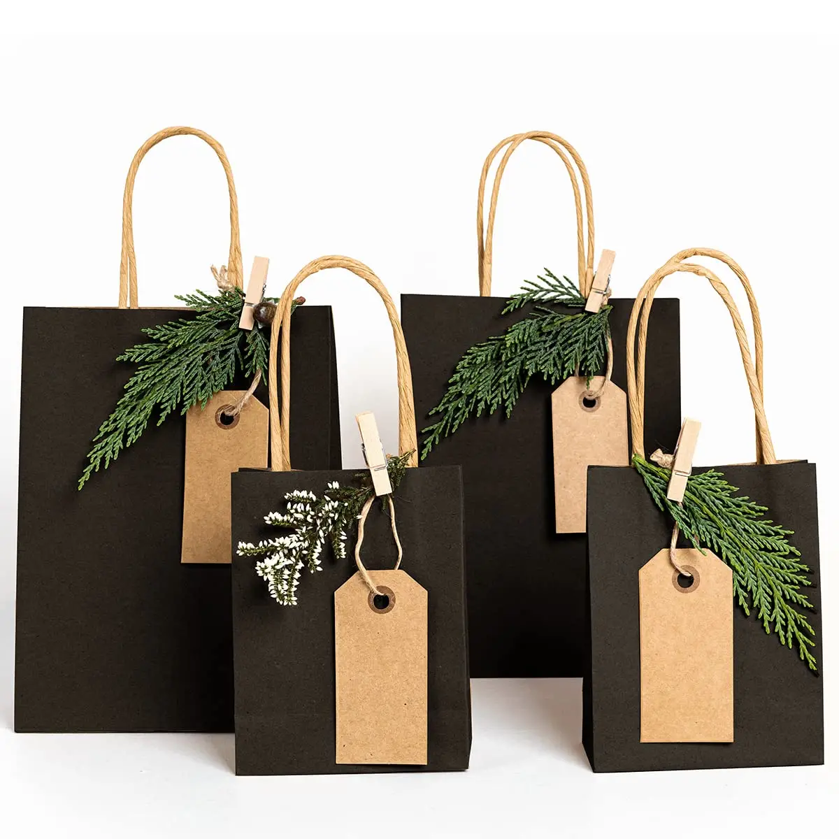 20 Stück Kraftpapiertüten mit Griffen, Party-Geschenktüten für kleine Unternehmen, Einkaufstüten, Party-Geschenktüten – Detail 4