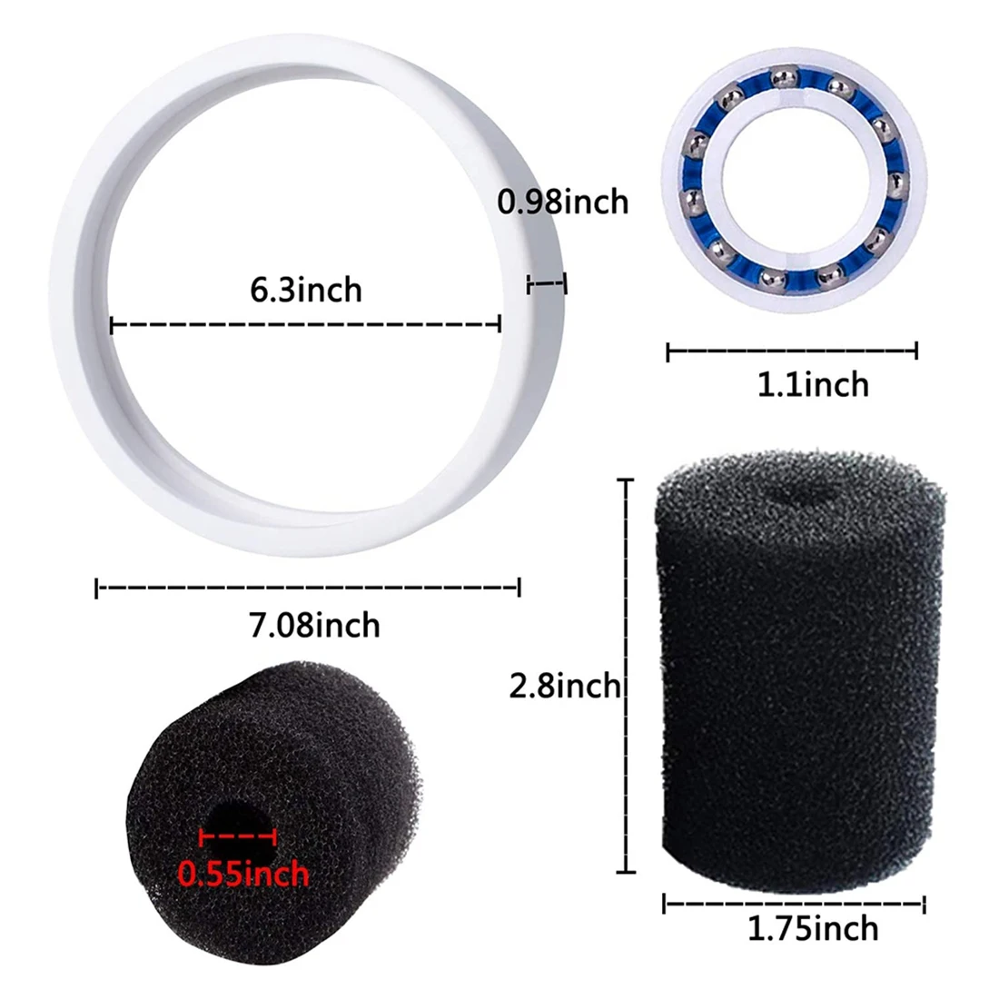 Pool Cleaner Kit for Polaris 180,280,Et,Include C60/C-60 Bearings,C-10/C10 Tire for Polaris 360/380,9-100-3105 Scrubbers